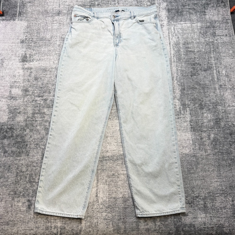 American Eagle Jeans Womens 16S Highest RIse Baggy Straight Light Wash Strigid‎